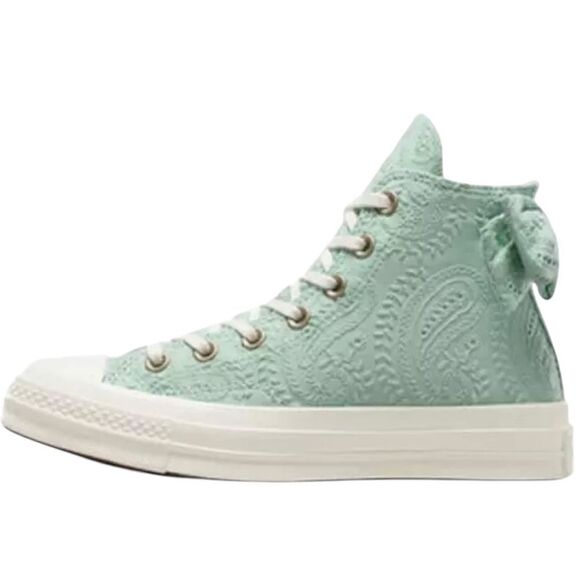 NEW Women's Converse Chuck 70 Bow Mint Green Embroidered Floral Paisley Sneakers - Picture 2 of 8